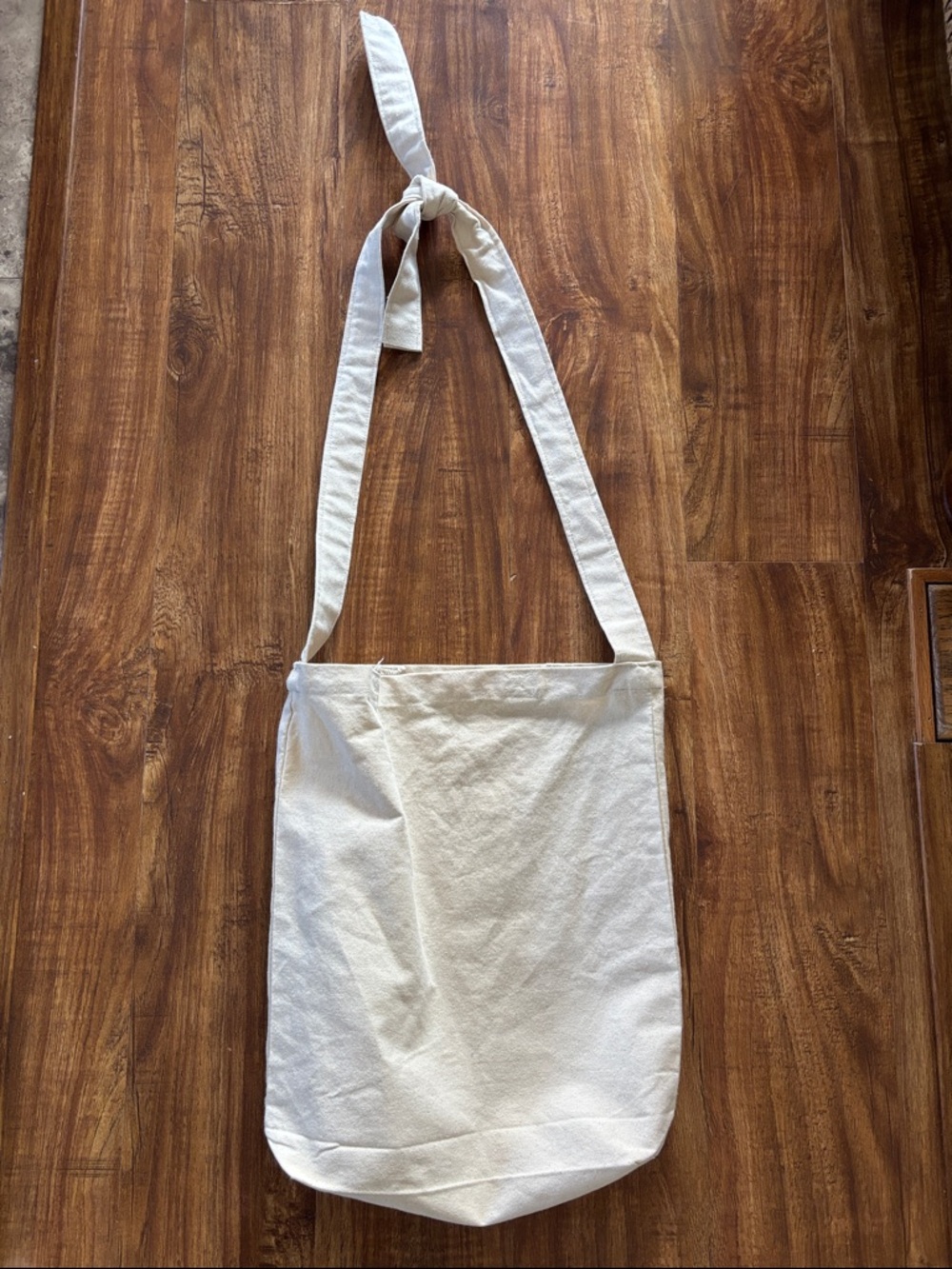 Canvas Tie-Shoulder Tote Bag in Natural Cream
